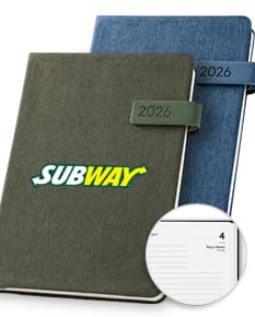 Agenda com fecho magnético de 2026.