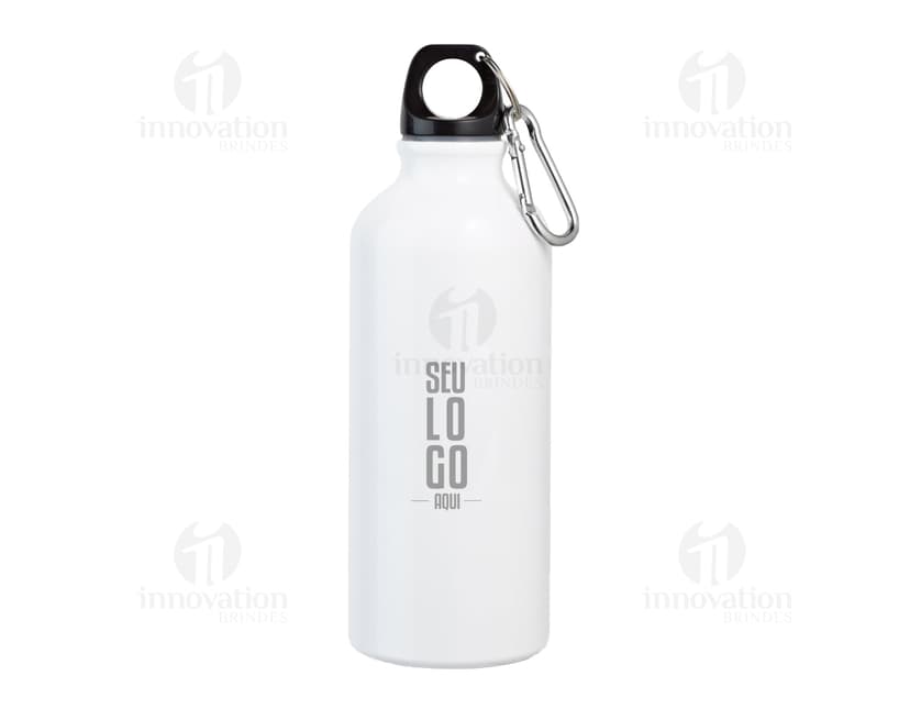 Squeeze alumínio mosquetão 500 ml em fundo branco.