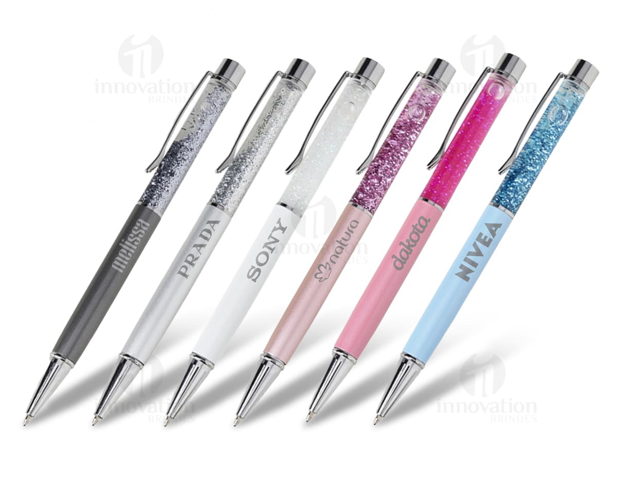 Caneta metal glitter: instrumento de escrita de alta qualidade para escritório, escola e trabalho. Design elegante e durável em metal prateado. Ideal para assinaturas, marcações e anotações. Adquira já! #caneta #metal #glitter #escritório #trabalho #escola