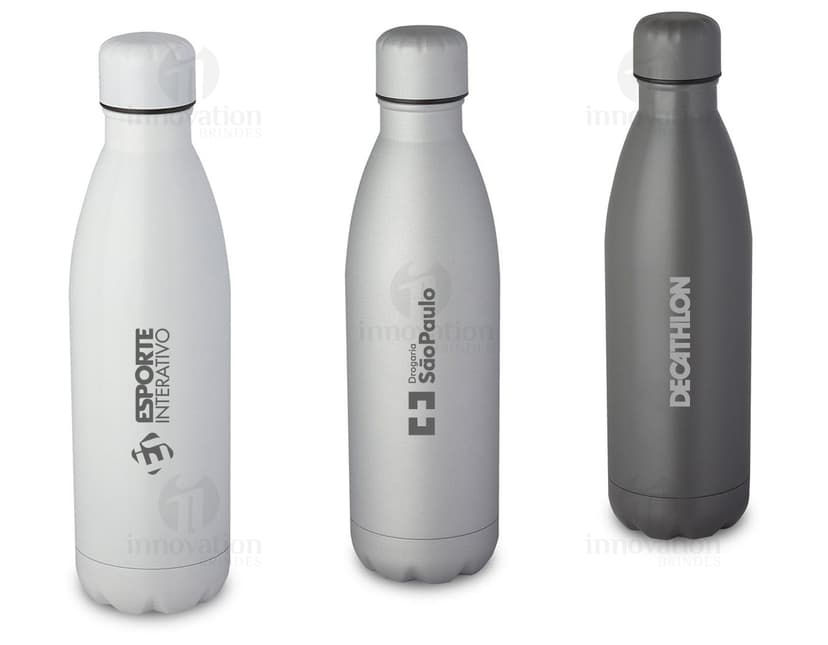 Garrafa de Aço Inox 750ml - Perfeita para manter suas bebidas favoritas sempre na temperatura ideal. Ideal para festas, viagens e momentos especiais. Qualidade e praticidade em um só produto!