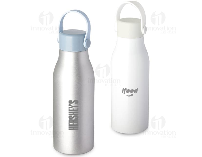Garrafa de alumínio 550ml, perfeita para manter-se hidratado ao longo do dia. Prática, leve e durável, ideal para água, sucos e bebidas saudáveis. Design moderno, cores vibrantes e livre de BPA. Adquira já a sua!