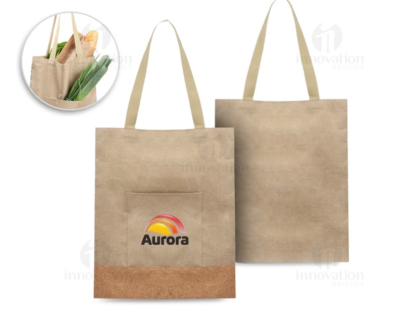 Sacola de papel reciclado marrom, ideal para compras e presentes. Design elegante e moderno, com espaço para mensagem. Compre já!