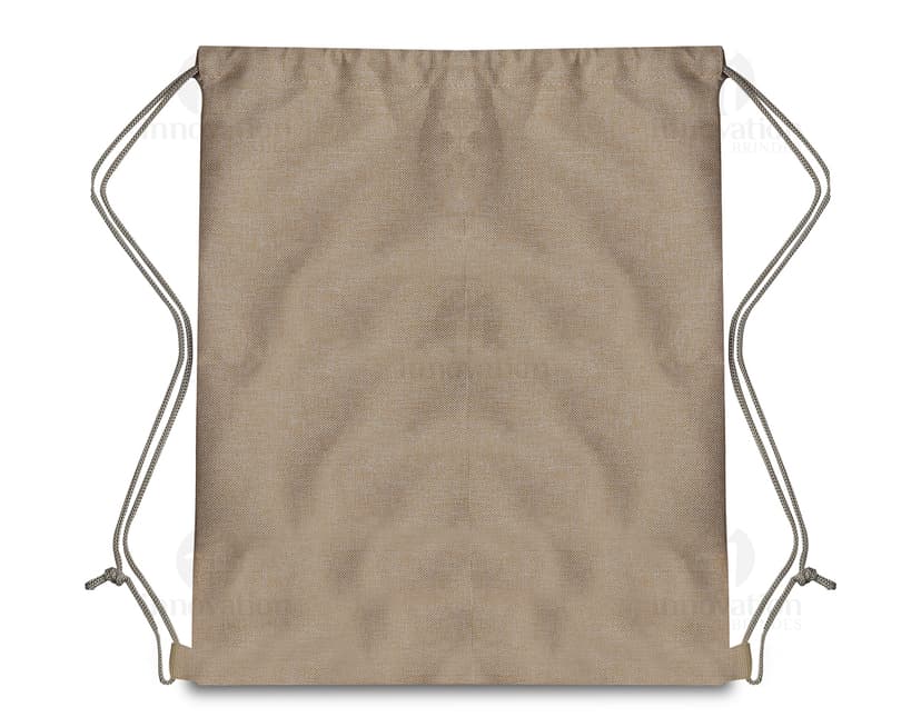 Saco mochila de papel em estilo vintage e antigo, com textura de papel envelhecido e desgastado. O saco está vazio e de cor marrom, remetendo a um antigo caderno ou diário.