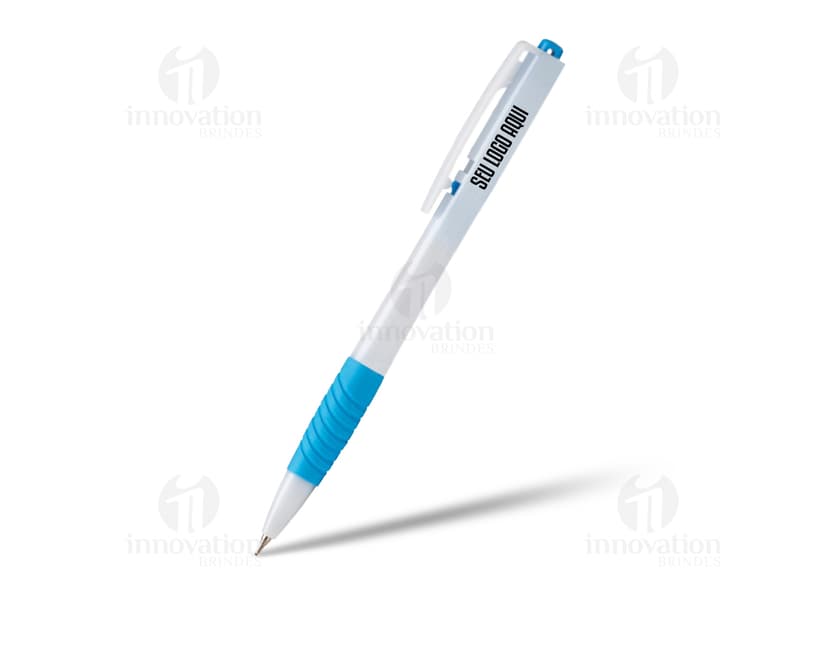 Caneta plástica personalizada, ideal para presentear clientes e colaboradores. Qualidade e durabilidade em um brinde incrível. Peça já a sua!