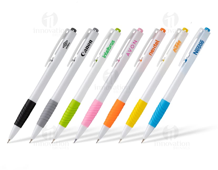 Caneta plástica de alta qualidade, ideal para brindes corporativos. Escreva com conforto e estilo! Personalize com sua marca. Peça já a sua!