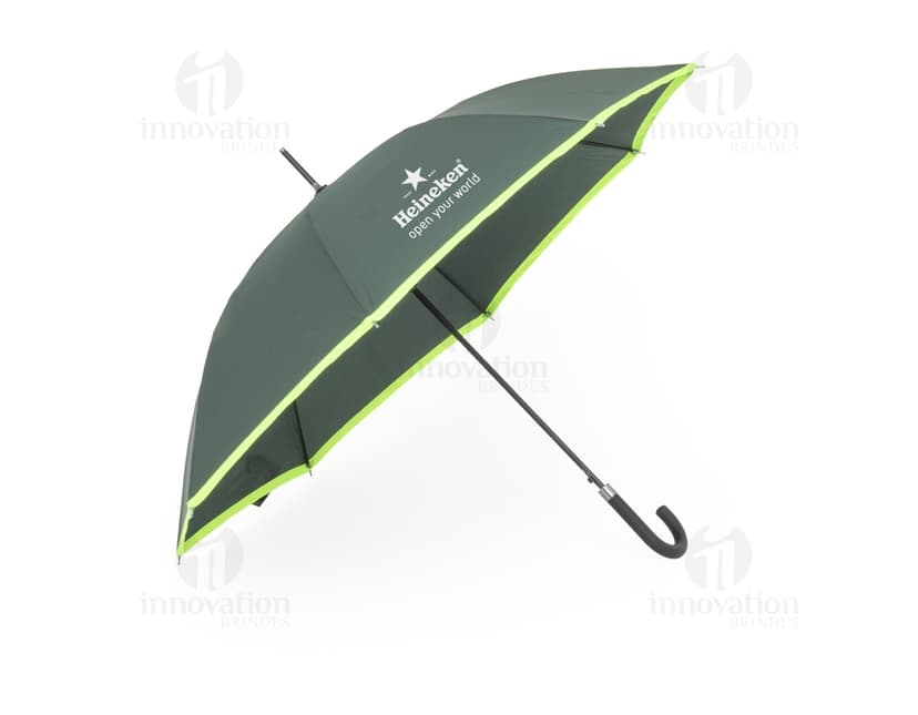 Guarda-chuva manual em poliéster com aço, design colorido em laranja e amarelo, com uma combinação de cores vibrantes. Possui uma forma única de guarda-sol com detalhes em 3D, apresentando elementos gráficos e símbolos, como um peixe-espada e uma fita arco-íris. O guarda-chuva é decorado com padrões modernos e uma asa de guarda-chuva com marcações de segurança. É um acessório ideal para proteção contra chuva e sol durante o verão, adequado para uso de pescadores, surfistas e para decoração em vários ambientes.