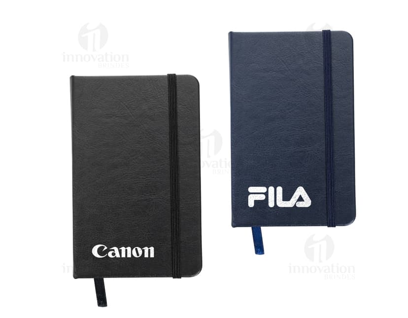 Bloco de anotações 14x8 vazio, em formato de notebook, com papel em branco e design amarelo, ideal para escrita de mensagens e lembretes no escritório.