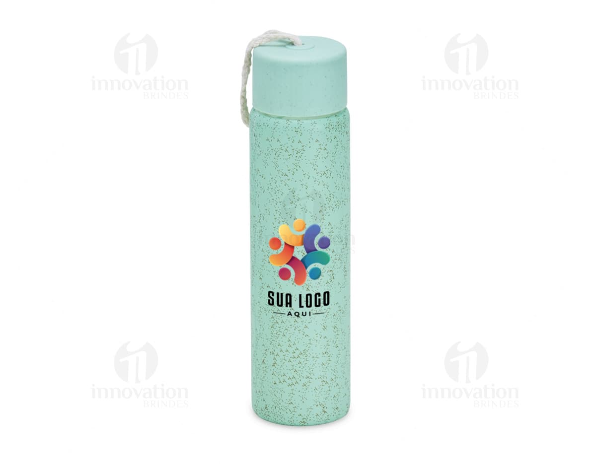 Garrafa de Vidro 330ml transparente com tampa de metal.