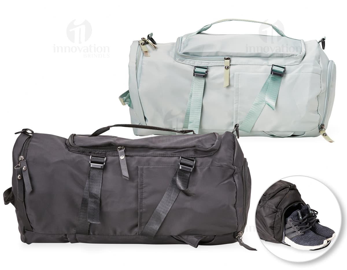 Bolsa esportiva de 25 litros impermeável em couro preto, estilo moderno e elegante, com alça de mão e alça de ombro, fecho em zíper, ideal para viagens, compras e uso pessoal.