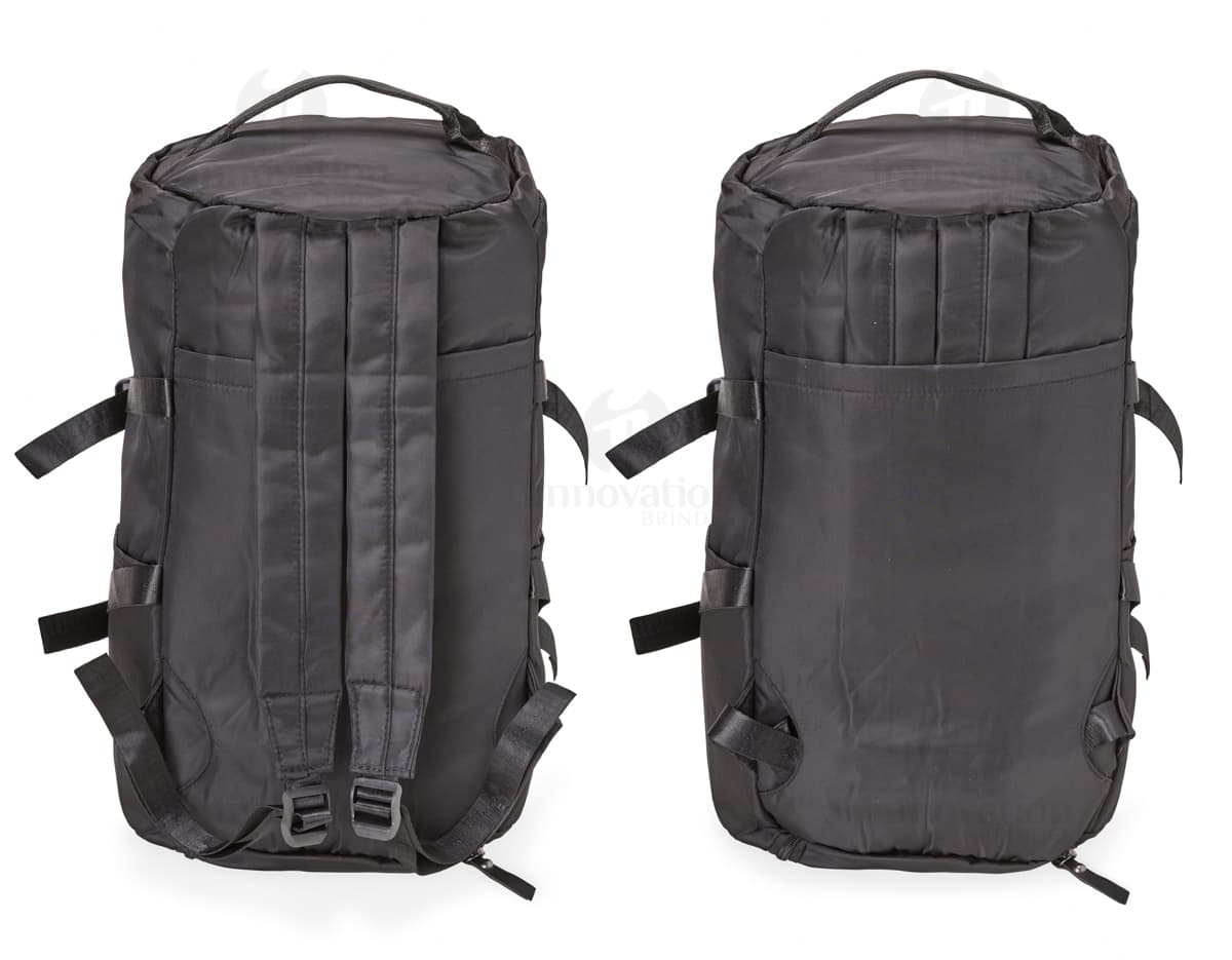 Bolsa esportiva de 25 litros impermeável em couro preto, estilo moderno e elegante, com alça de mão e alça de ombro, fecho em zíper, ideal para viagens, compras e uso pessoal.