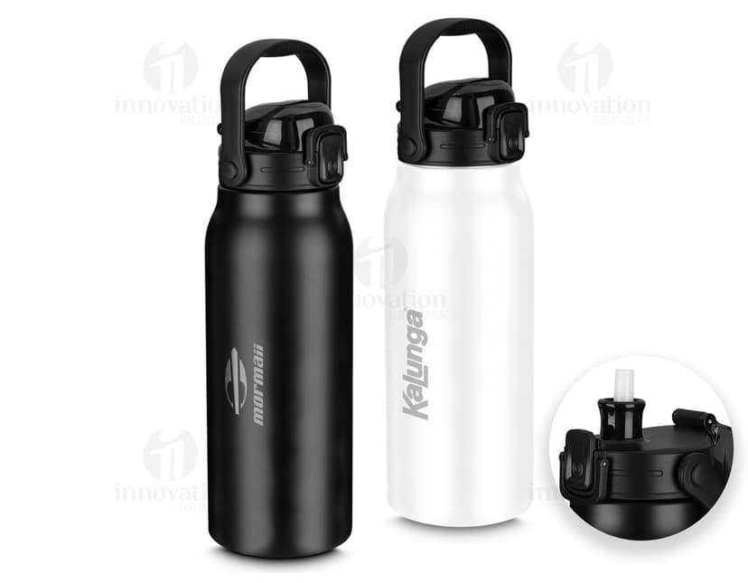 Garrafa térmica inox de 1,5 litros com bico, em metal prateado, com design moderno e seguro, perfeita para armazenar líquidos e manter a temperatura.