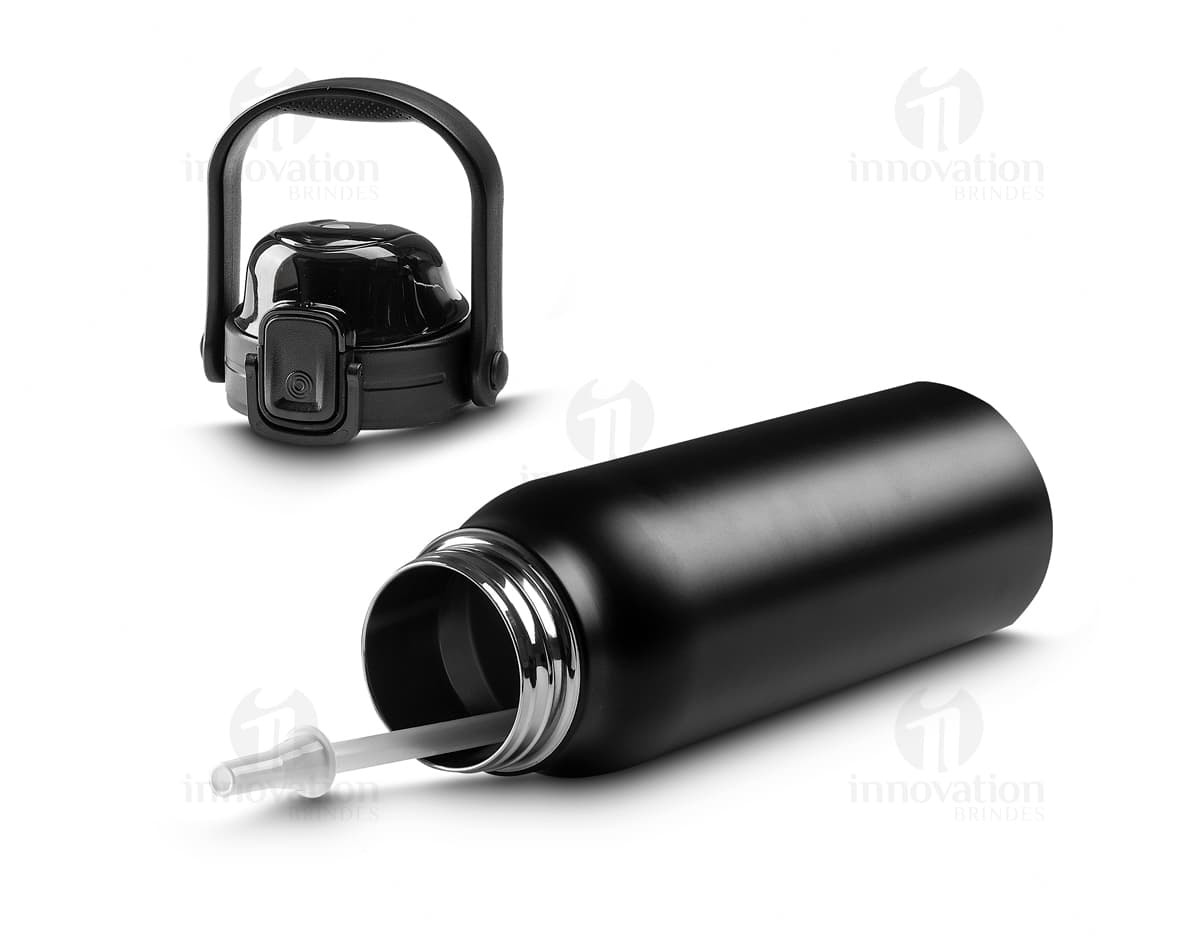 Garrafa térmica inox de 1,5 litros com bico, em metal prateado, com design moderno e seguro, perfeita para armazenar líquidos e manter a temperatura.