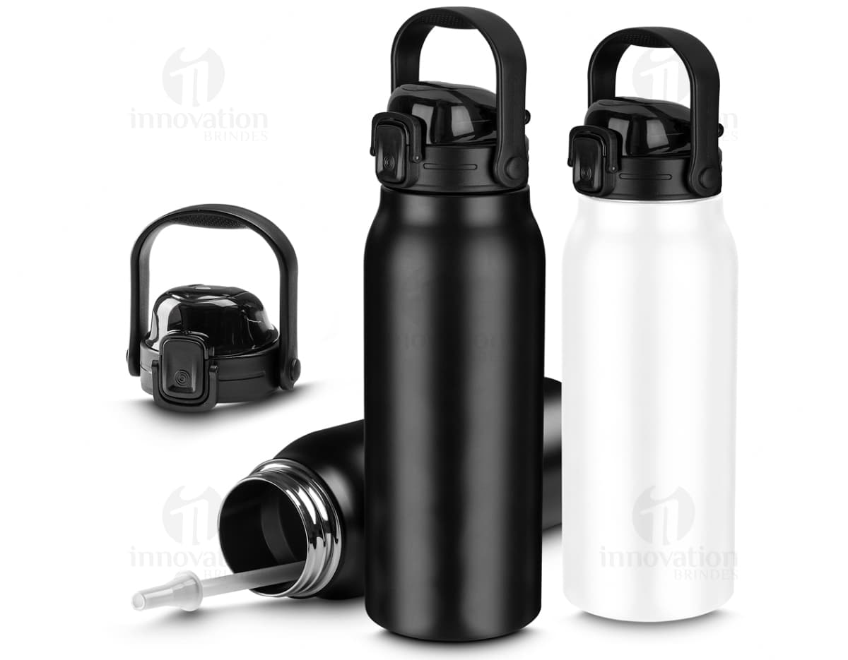 Garrafa térmica inox de 1,5 litros com bico, em metal prateado, com design moderno e seguro, perfeita para armazenar líquidos e manter a temperatura.