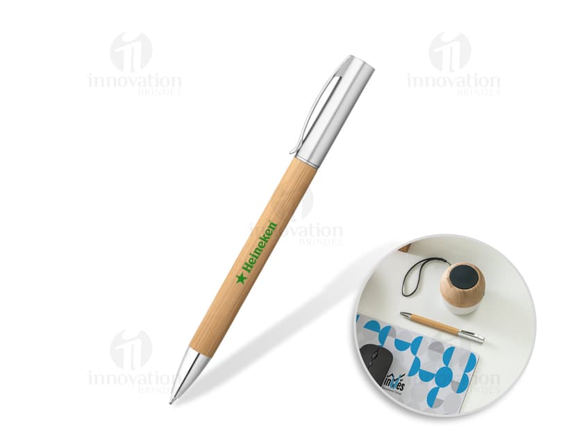 Caneta em bambu - Ideal para escrita suave e confortável. Perfeita para uso no escritório, na escola ou em casa. Design elegante e sustentável. Adquira a sua agora!