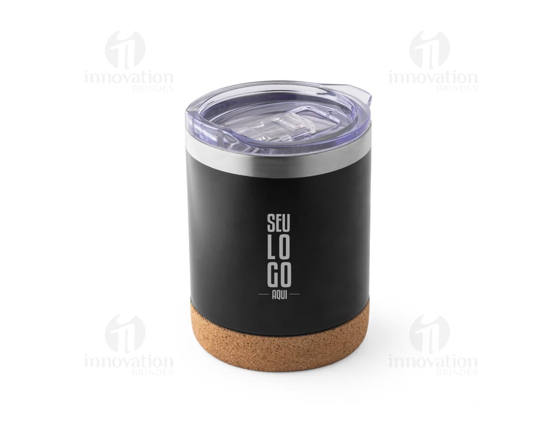 Pote de viagem de 400ml feito de metal prateado, vazio e limpo, com tampa de lata.