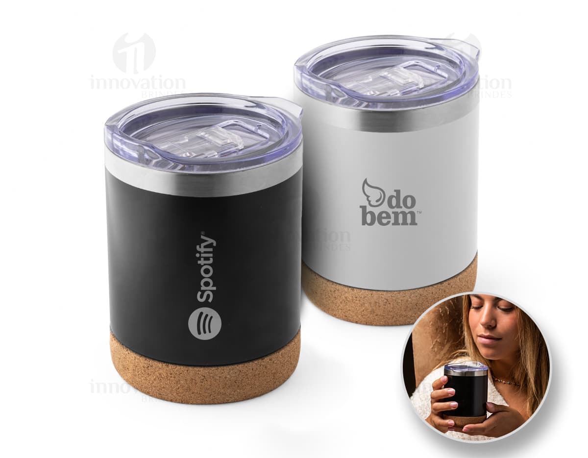 Pote de viagem de 400ml feito de metal prateado, vazio e limpo, com tampa de lata.