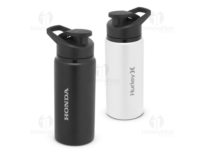 Bottle de alumínio com acabamento mate de 660ml, contendo líquido.
