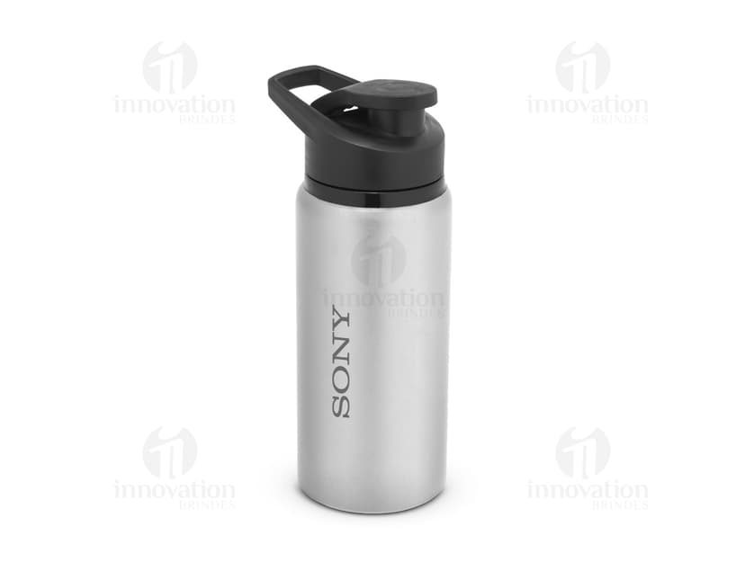Bottle de alumínio com acabamento mate de 660ml, contendo líquido.