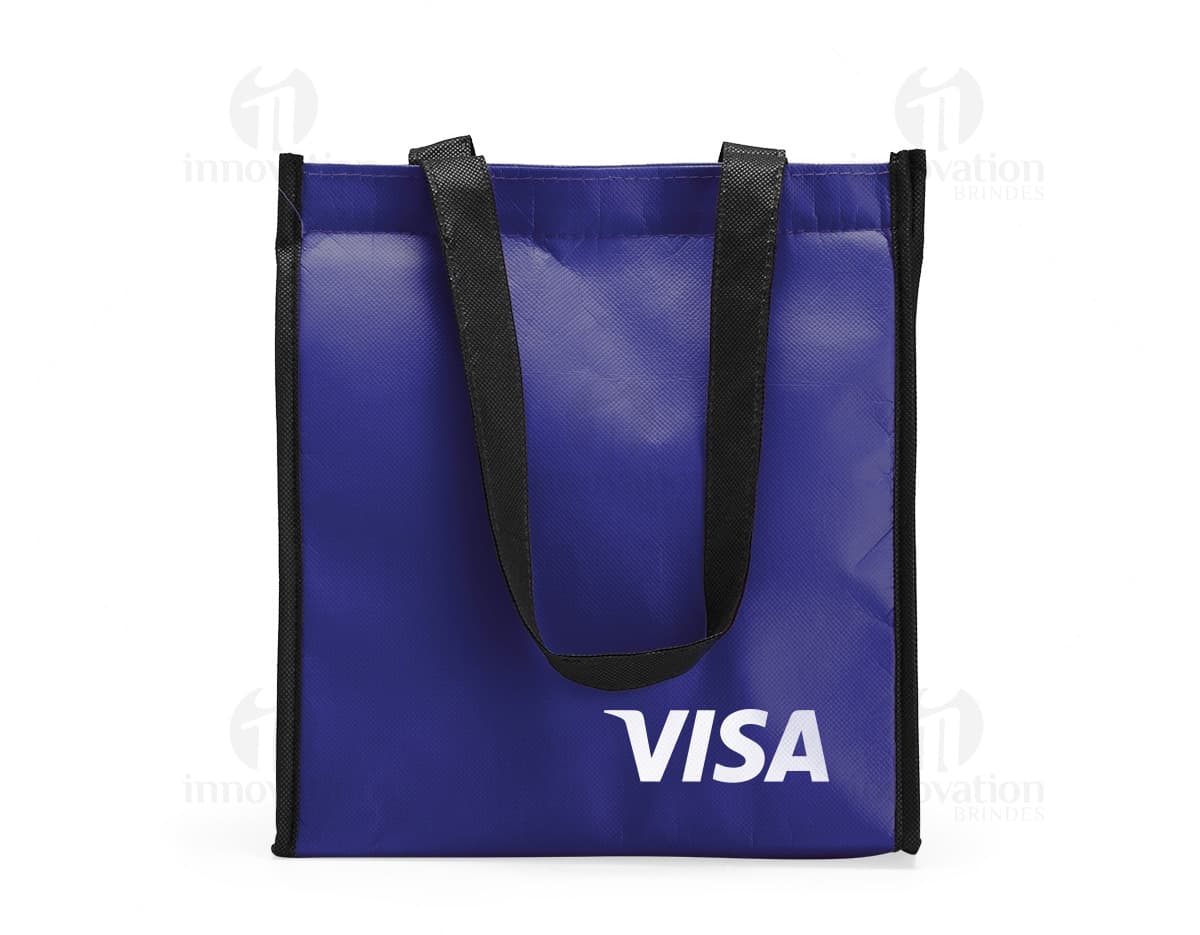 Bolsa Térmica 6 Litros em papelão grunge e couro rosa, vazia e com alça. Ideal para transporte de alimentos e bebidas em lojas de comida e bebida.