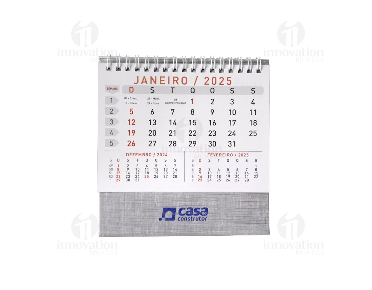 Calendário de Mesa 2024 com design moderno e tecnológico, organizando informações de forma eletrônica. Inclui data, mês, semana, ano e agenda diária. Ideal para gerenciamento financeiro e pessoal.