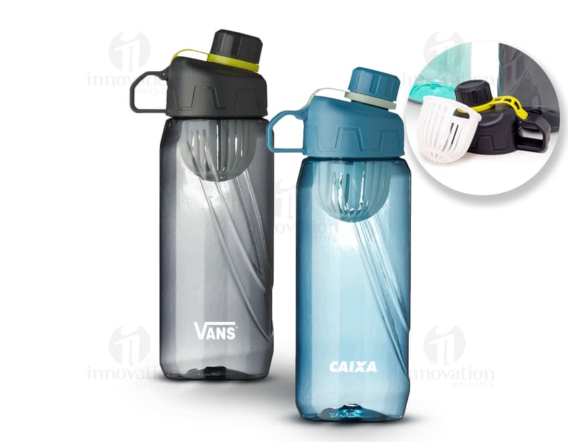 Squeeze plástico de 800ml para líquidos. Embalagem transparente, clean e saudável. Ideal para hidratação e cuidados de higiene.