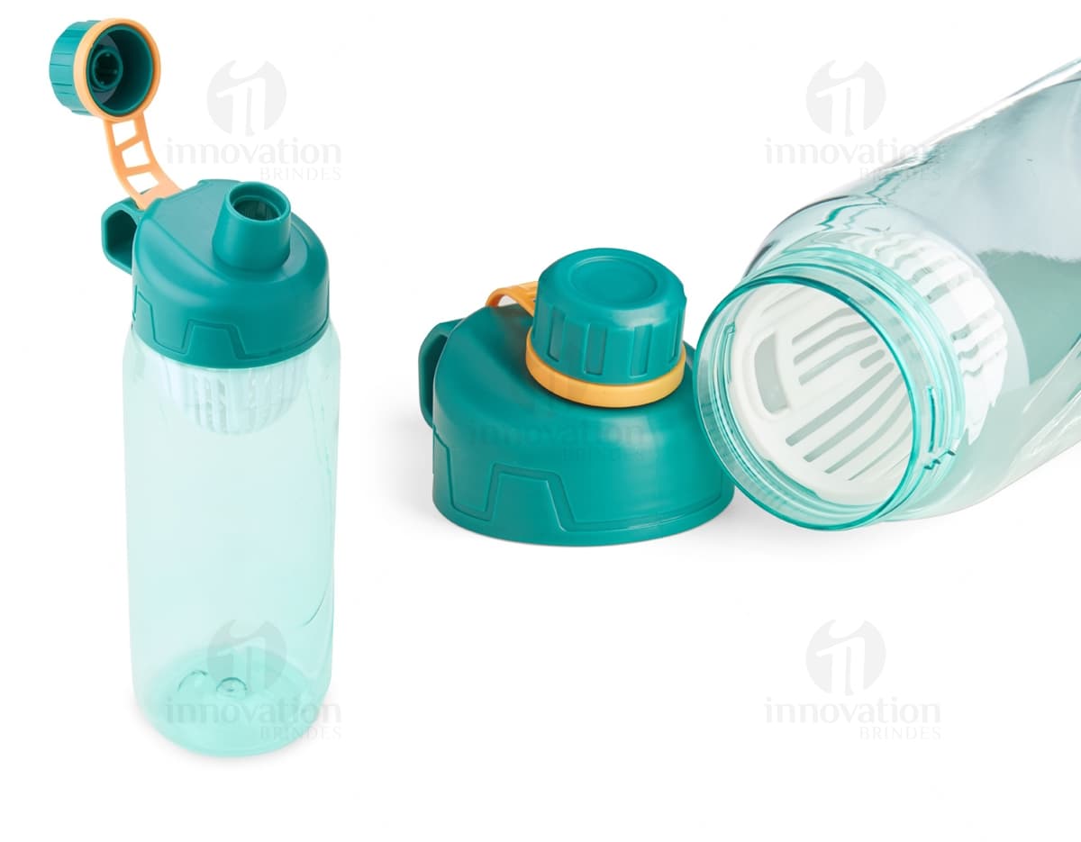 Squeeze plástico de 800ml para líquidos. Embalagem transparente, clean e saudável. Ideal para hidratação e cuidados de higiene.