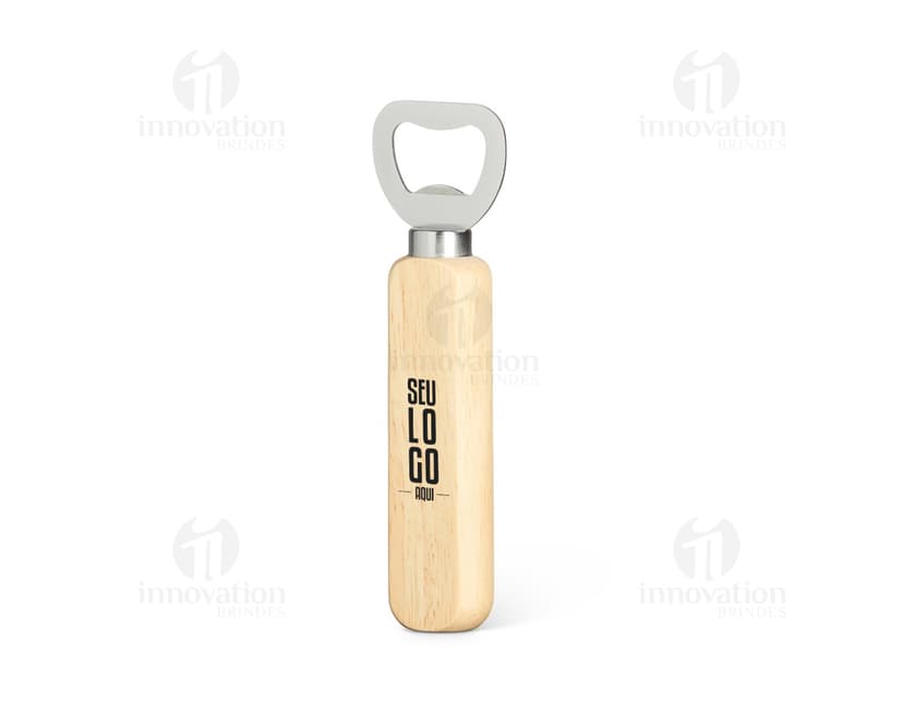 Abridor metálico com cabo de madeira, utensílio de metal para abrir garrafas.