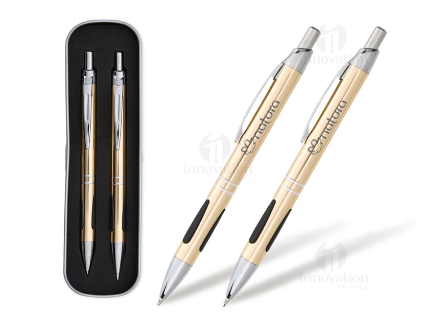 Conjunto de caneta e lapiseira metal: ferramentas de escrita de alta qualidade para seu escritório, negócio ou estudos. A combinação perfeita de elegância e praticidade. Adquira já o seu!