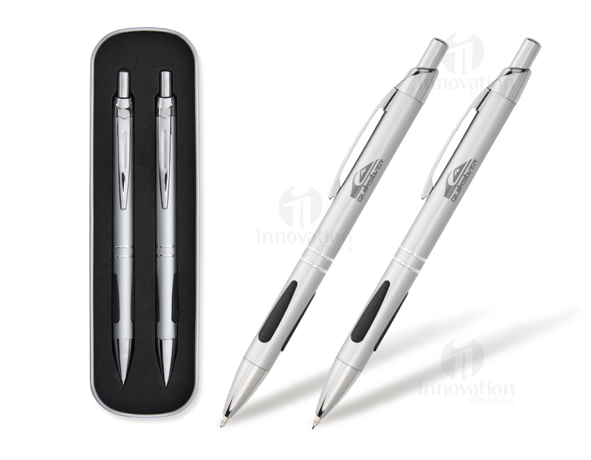 Conjunto caneta e lapiseira de metal para escrita, desenho e trabalho de alta qualidade. Perfeito para escritório, escola e negócios. Garanta já o seu!