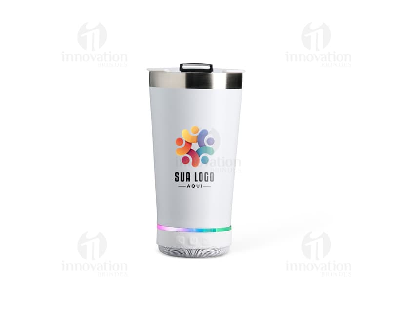 Container de alta qualidade, elegante e funcional, apresentando um copo térmico em aço inoxidável com caixa de som integrada. Perfeito para drinks gelados, sucos frescos, café quente ou qualquer outra bebida de sua preferência. O design moderno e prático torna o copo ideal para festas, bar, café da manhã ou qualquer ocasião especial. A combinação de tecnologia e estilo, com a praticidade do copo térmico e a diversão da caixa de som, proporciona uma experiência única e inovadora.