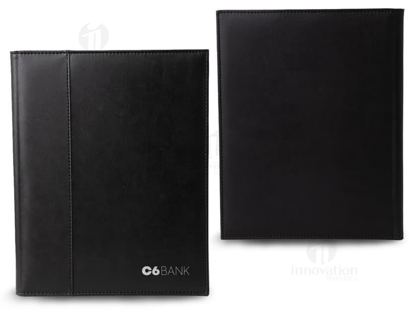 Pasta de convenção elegante com porta caneta em couro sintético de alta qualidade. Perfeita para reuniões de negócios e eventos corporativos. Organize seus documentos com estilo e praticidade. Ideal para fashion business. Compre agora!