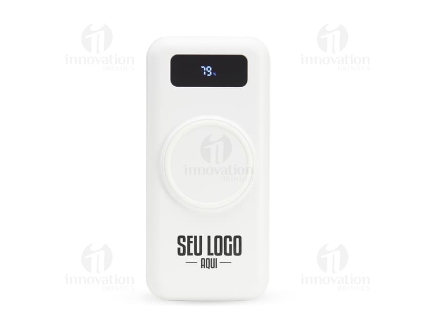 Power bank com capacidade de 10.000mAh com tecnologia de indução, ideal para carregar dispositivos eletrônicos como celulares, tablets e outros aparelhos. O design moderno e prático permite carregar o power bank sem a necessidade de cabos, proporcionando maior comodidade. Perfeito para uso em viagens, festas e atividades ao ar livre. Cor preta, garantindo um visual elegante e discreto.