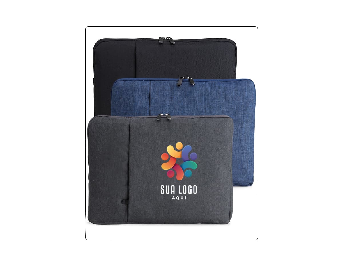 Pasta de couro preta para tablet e notebook 14, com fivela de metal, estilo moderno e elegante. Ideal para transporte e armazenamento de dispositivos e acessórios.