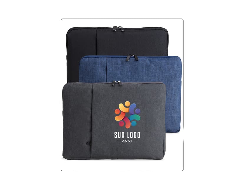 Pasta de couro preta para tablet e notebook 14, com fivela de metal, estilo moderno e elegante. Ideal para transporte e armazenamento de dispositivos e acessórios.
