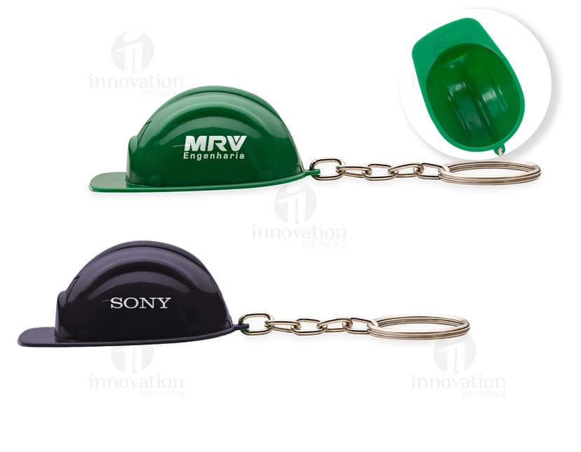 Chaveiro Capacete EPI Plástico: Chaveiro em formato de capacete de segurança feito de plástico.