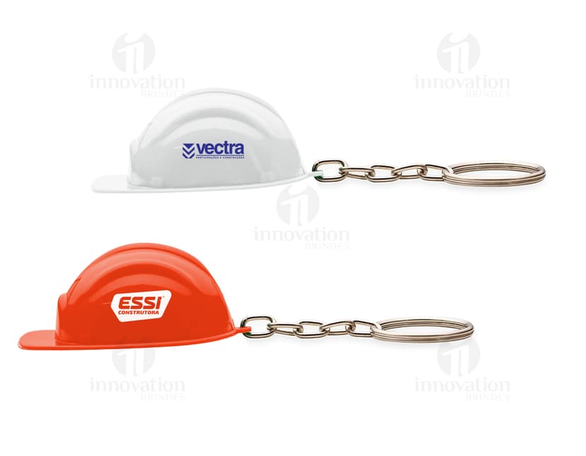 Chaveiro Capacete EPI Plástico: Chaveiro em formato de capacete de segurança feito de plástico.