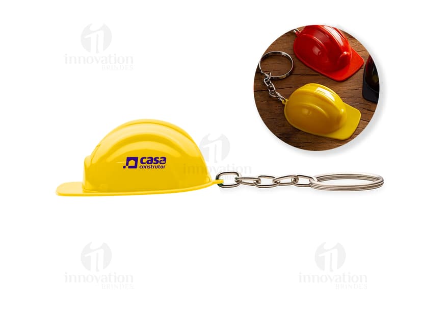 Chaveiro Capacete EPI Plástico: Chaveiro em formato de capacete de segurança feito de plástico.