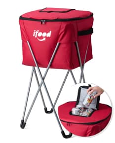 Cooler Térmico 62 Litros em forma de saco de dormir, com fita de seda decorativa em tons de rosa e laço elegante. Embalagem de presente com design romântico e simbolo do amor, perfeita para comemorações especiais e temporadas de férias. Fabricado em material de alta qualidade, o cooler é ideal para manter alimentos e bebidas geladas por mais tempo.