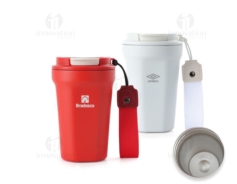 Bottle de metal prateado, item de higiene pessoal com capacidade de 350ml.