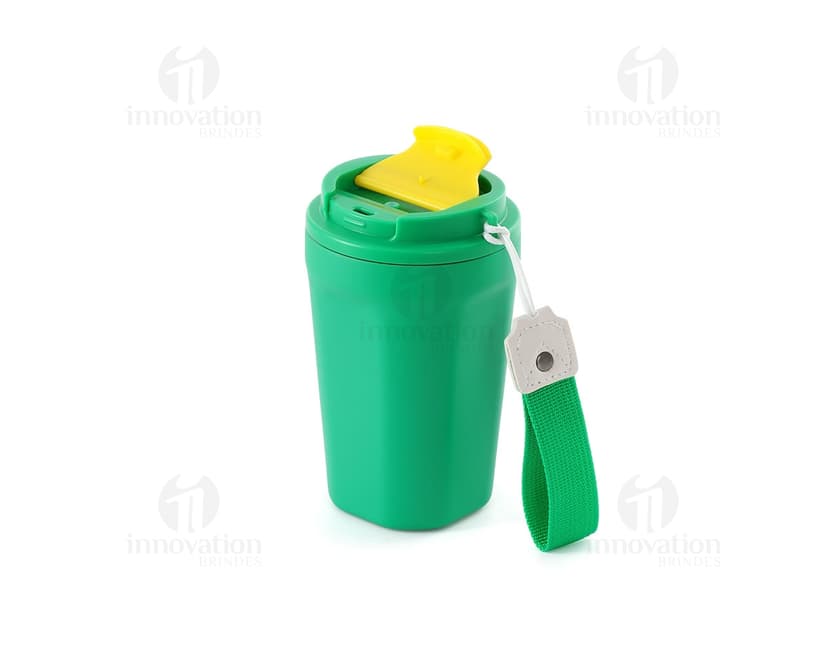 Bottle de metal prateado, item de higiene pessoal com capacidade de 350ml.