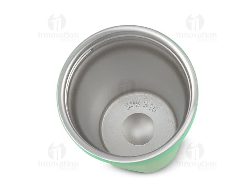 Bottle de metal prateado, item de higiene pessoal com capacidade de 350ml.