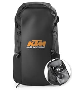 Mochila Hiking em couro preto moderna e elegante para viagens e negócios. Com alça resistente, zíper e design fashion. Perfeita para carregar seus equipamentos com estilo e praticidade. Ideal para suas aventuras e passeios.																	