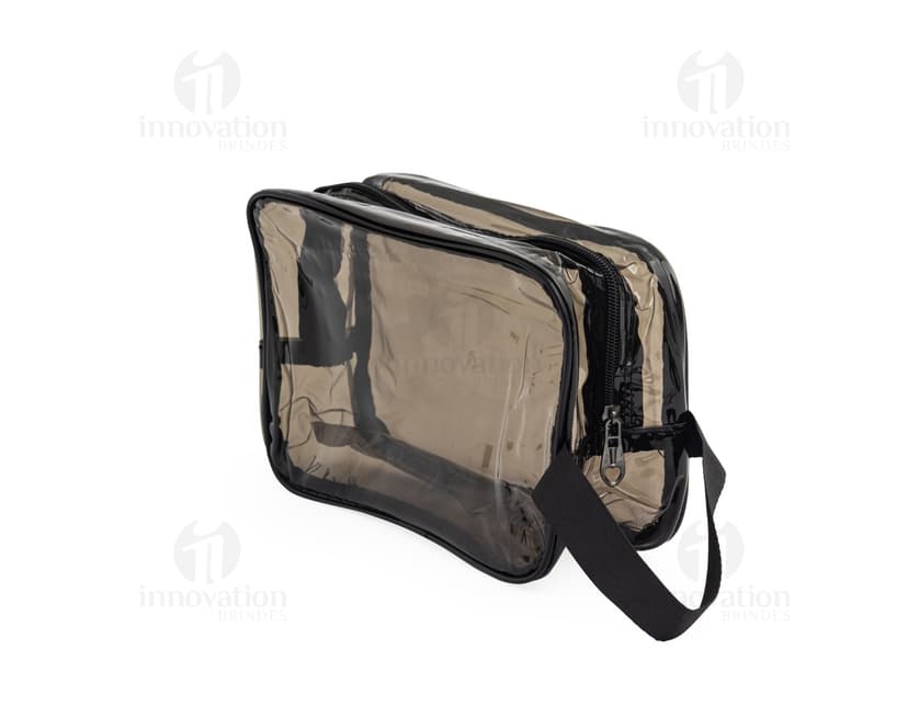 Mala de mão preta de couro elegante para viagem, moderna e espaçosa, com alça, fecho de zíper e design requintado.