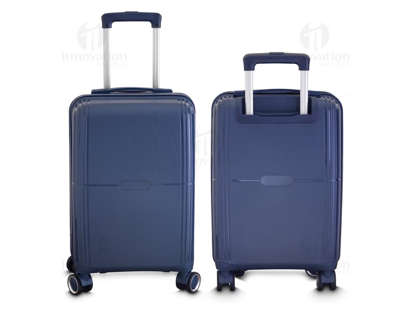 Mala de bordo preta em metal com cadeado e alça, design moderno e seguro para viagens de negócios ou lazer.