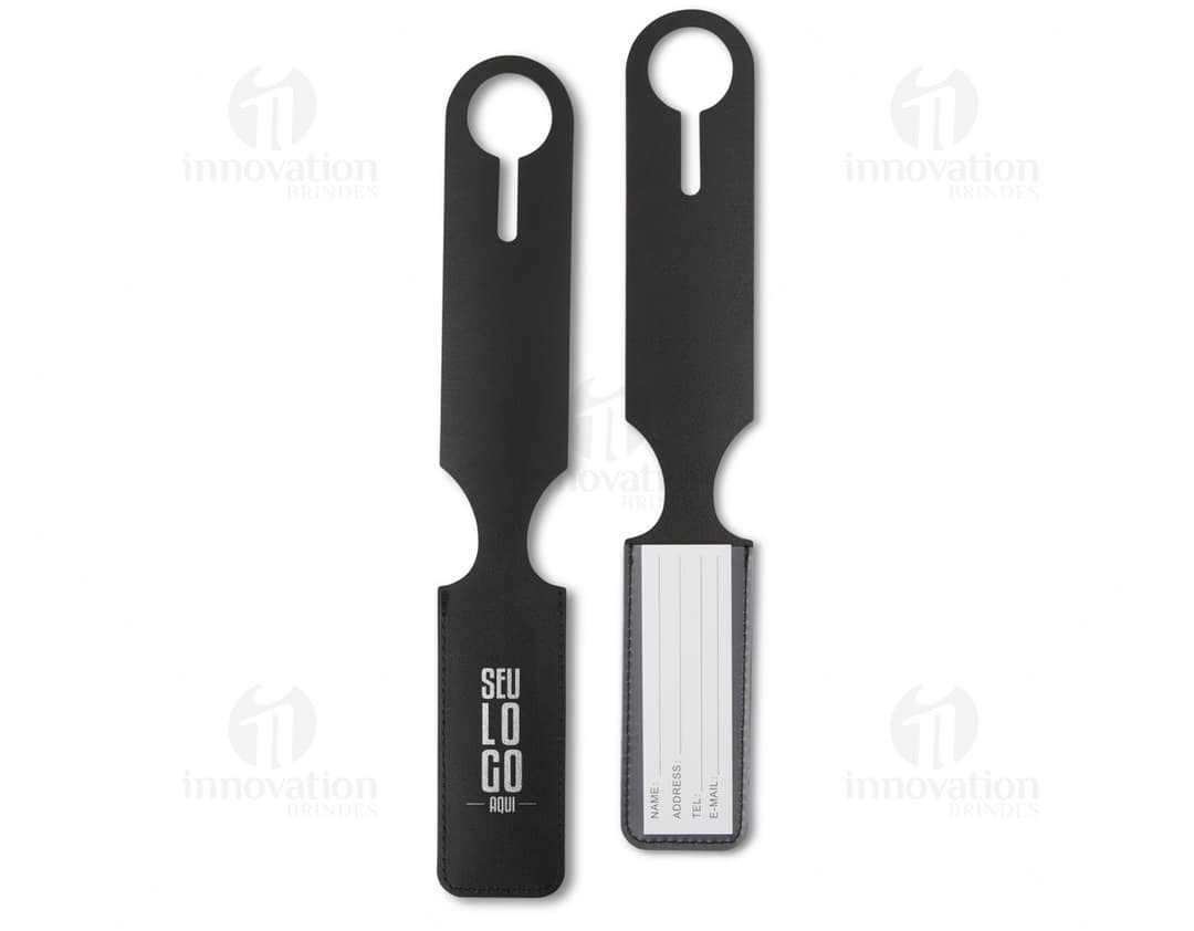 Identificador de bagagem em metal de aço inoxidável, com design moderno e prático. Ideal para identificar sua bagagem durante viagens.