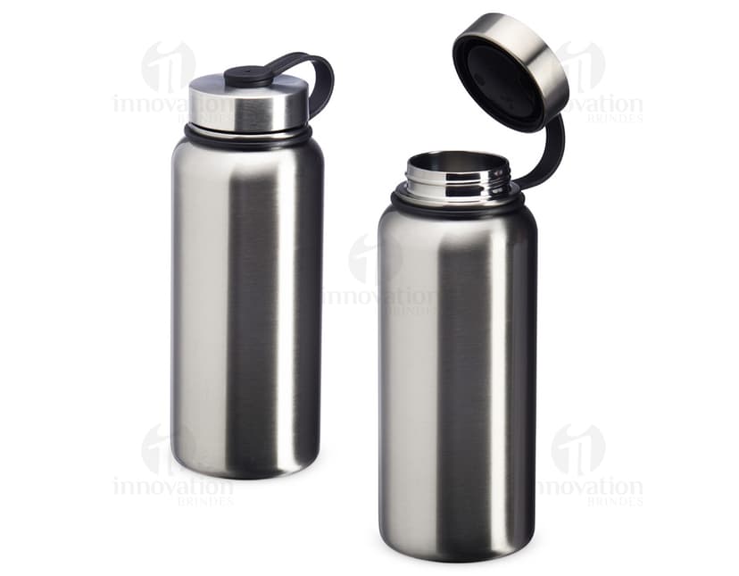 Garrafa térmica de inox de 950ml, com tampa de metal e design clean e moderno. Perfeita para manter a temperatura de bebidas por mais tempo, seja água, café ou chá. Ideal para uso em casa, no trabalho ou em viagens.
