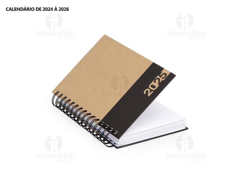 Notebook de papel em branco, vazio para anotações, com design de agenda diária 2025. Objeto de escritório, material de papelaria antigo e vintage, com textura listrada, espaço para escrever e desenhar. Perfeito para estudos, trabalho e lembretes.