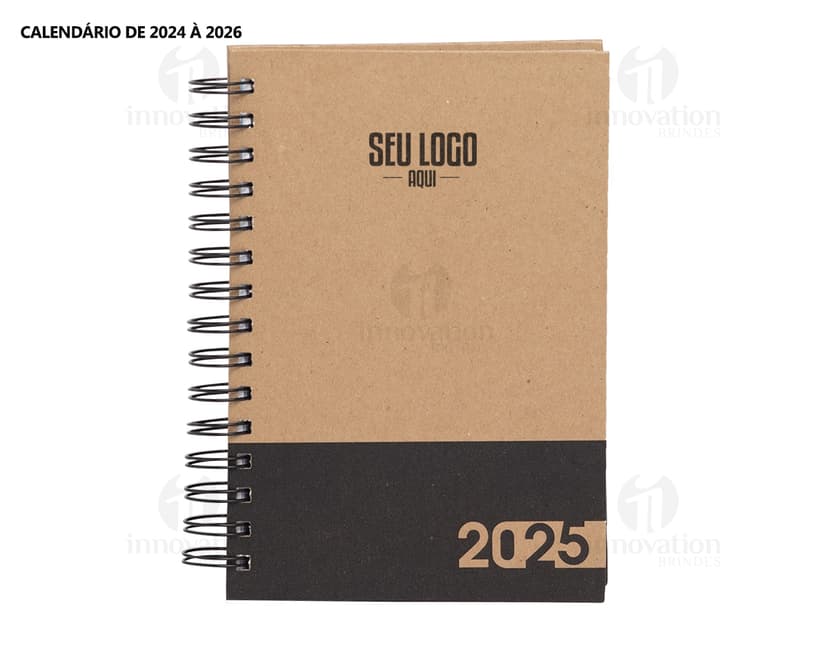 Notebook de papel em branco, vazio para anotações, com design de agenda diária 2025. Objeto de escritório, material de papelaria antigo e vintage, com textura listrada, espaço para escrever e desenhar. Perfeito para estudos, trabalho e lembretes.