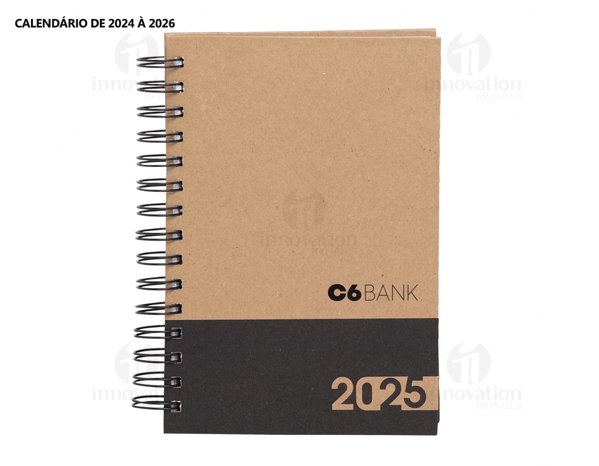 Notebook de papel em branco, vazio para anotações, com design de agenda diária 2025. Objeto de escritório, material de papelaria antigo e vintage, com textura listrada, espaço para escrever e desenhar. Perfeito para estudos, trabalho e lembretes.