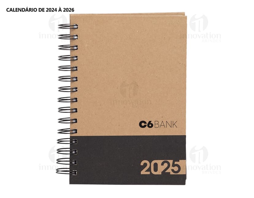 Notebook de papel em branco, vazio para anotações, com design de agenda diária 2025. Objeto de escritório, material de papelaria antigo e vintage, com textura listrada, espaço para escrever e desenhar. Perfeito para estudos, trabalho e lembretes.